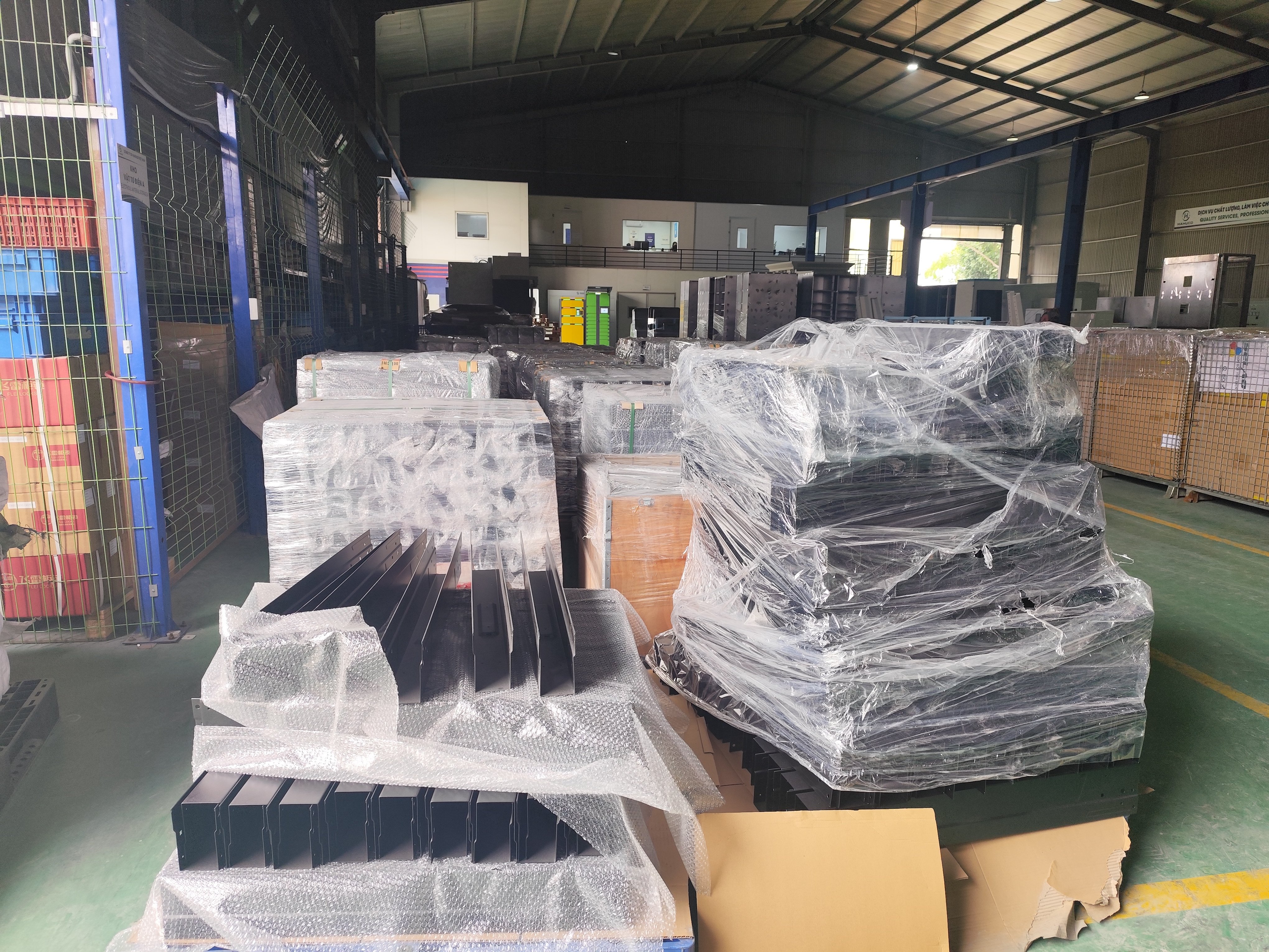 Finished sheet metal components at a DEWIN-verified Vietnamese supplier facility